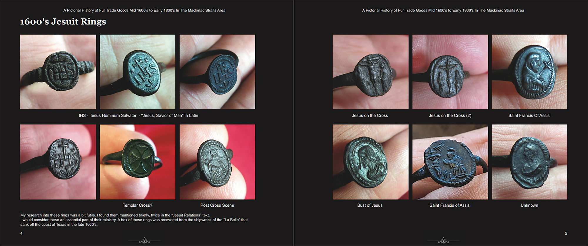 Book spread, Pages 4&ndash;5: 1600's Jesuit Rings