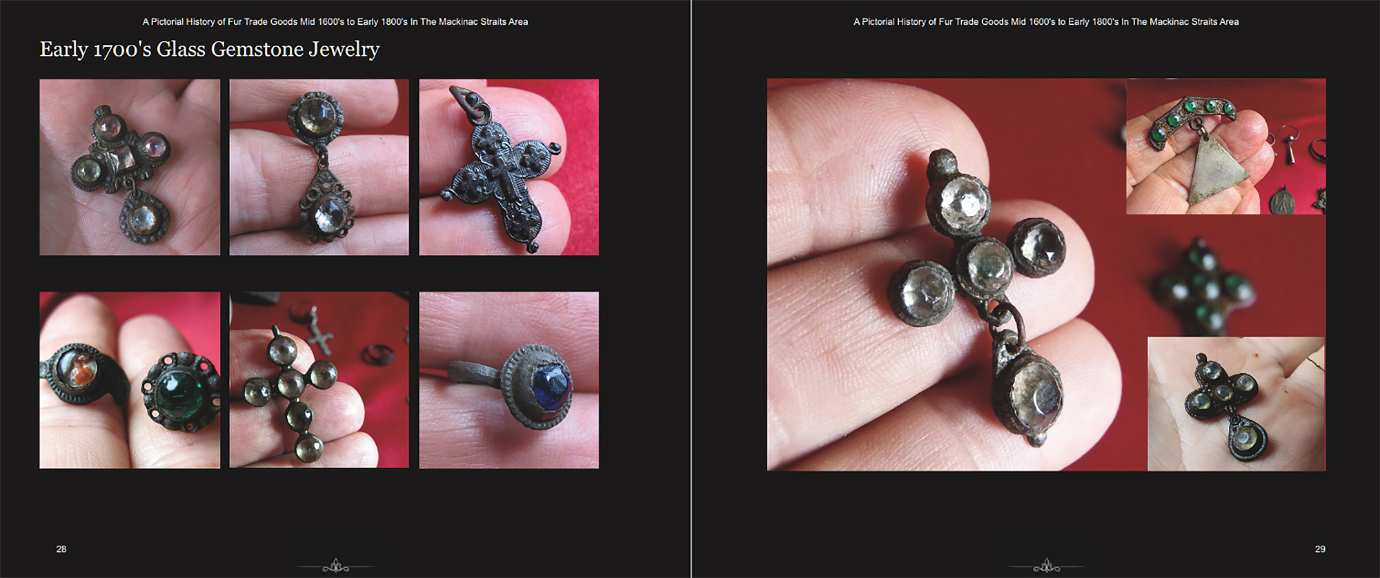Book spread, Pages 28&ndash;29: Early 1700's Glass Gemstone Jewelry