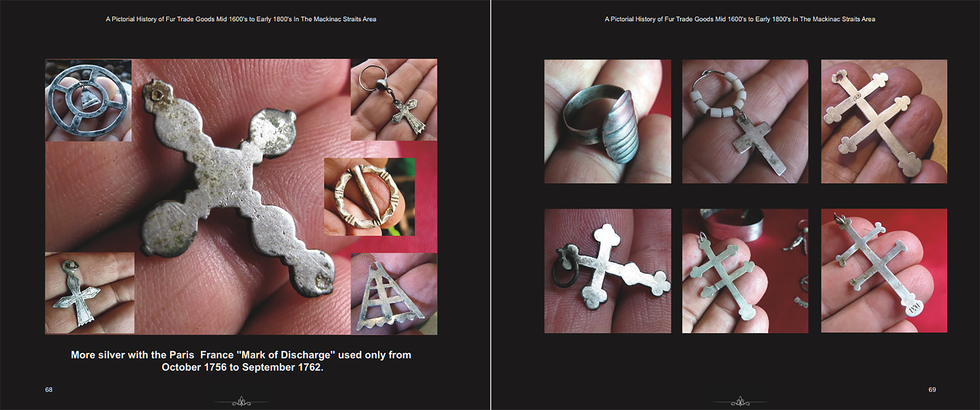 Book spread, Pages 68&ndash;69: Silver Crosses