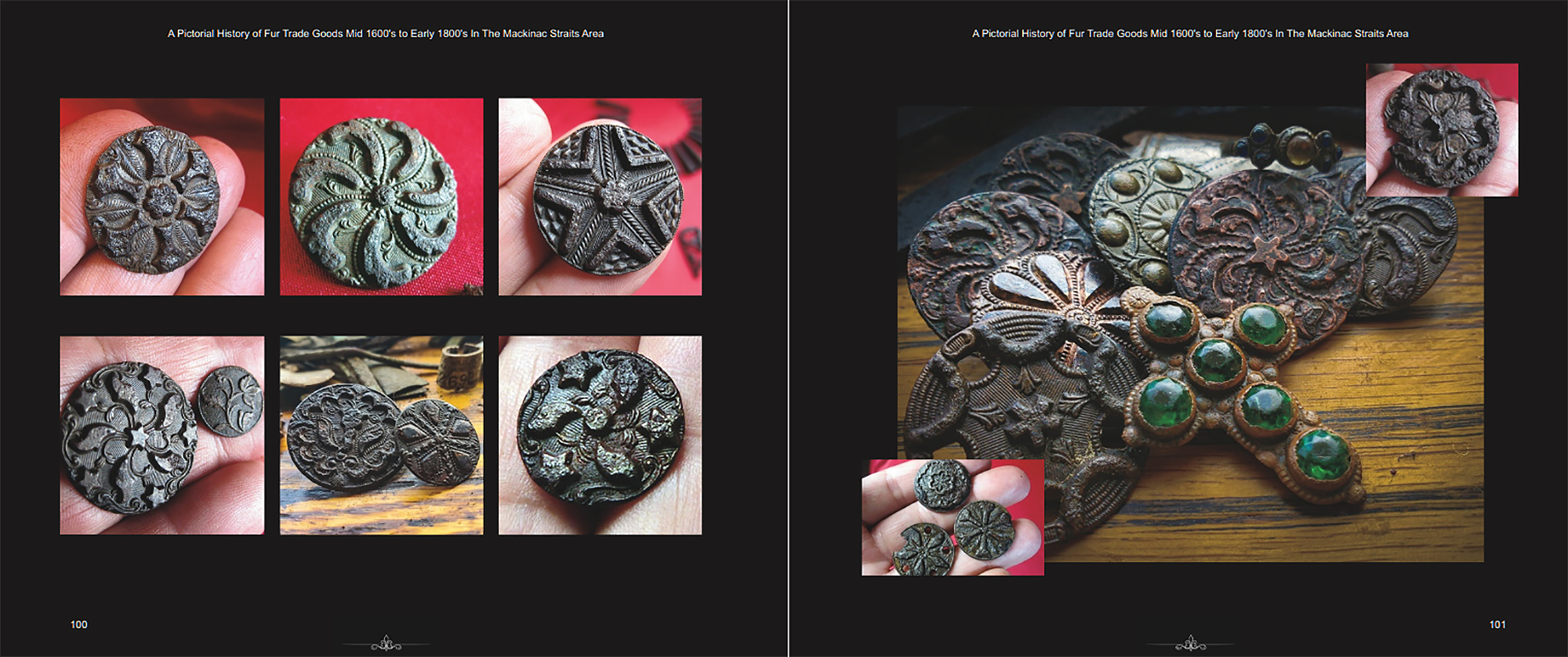 Book spread, Pages 100&ndash;101: Buttons