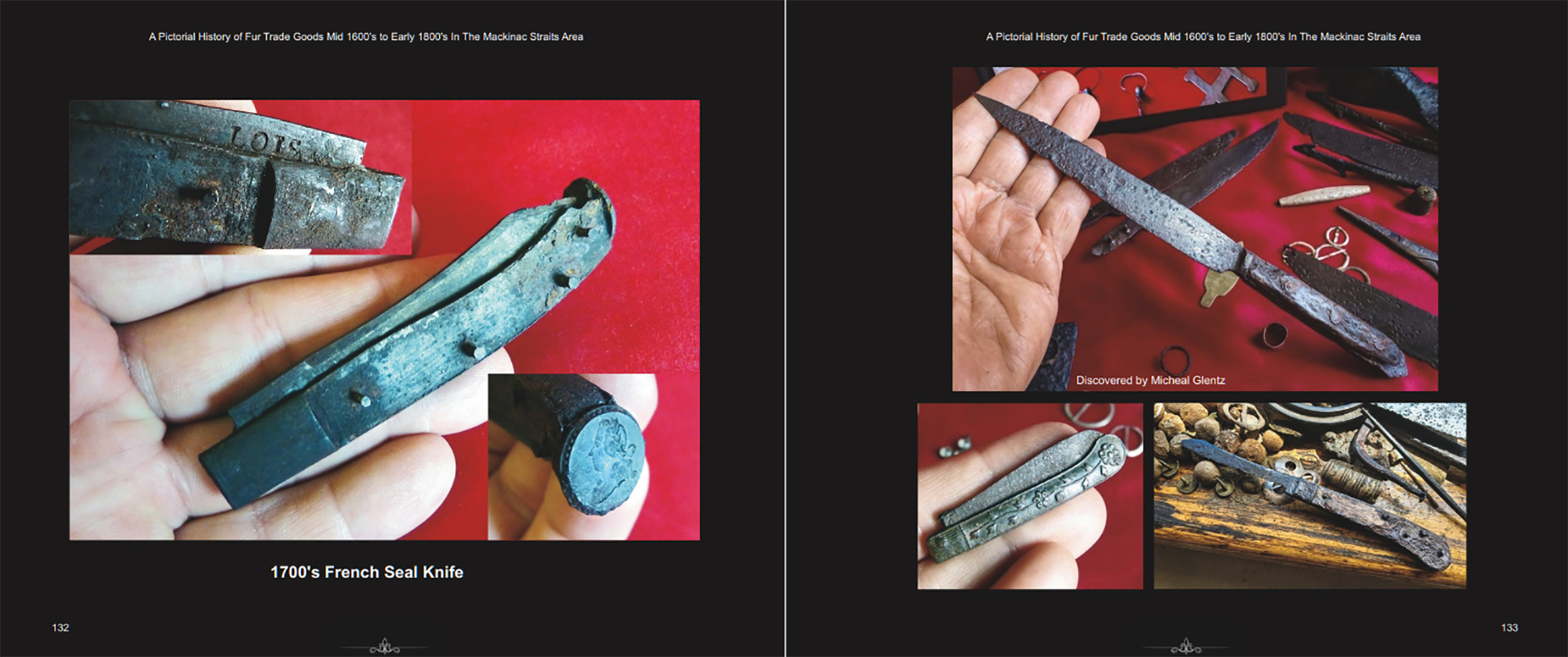 Book spread, Pages 132&ndash;133: 1700's French Seal Knives