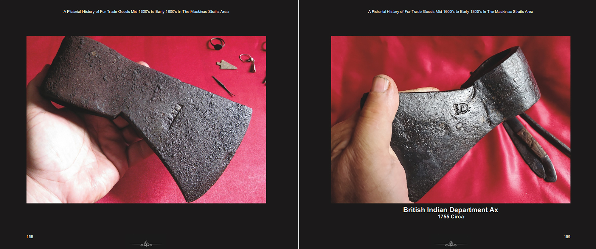 Book spread, Pages 158&ndash;159: Axes